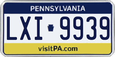 PA license plate LXI9939