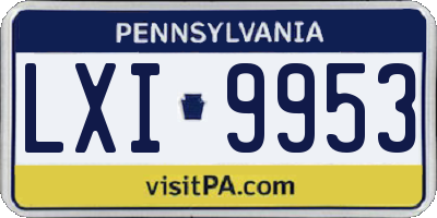 PA license plate LXI9953