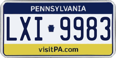 PA license plate LXI9983