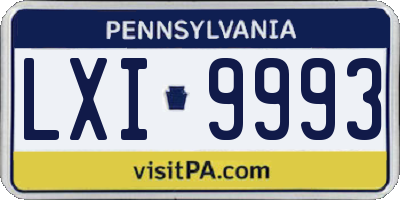 PA license plate LXI9993
