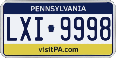 PA license plate LXI9998