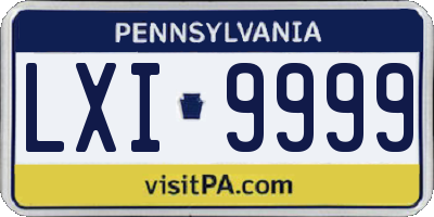 PA license plate LXI9999