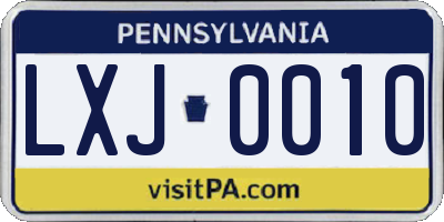 PA license plate LXJ0010