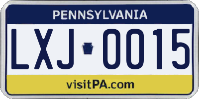 PA license plate LXJ0015