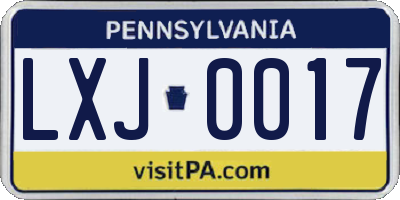PA license plate LXJ0017