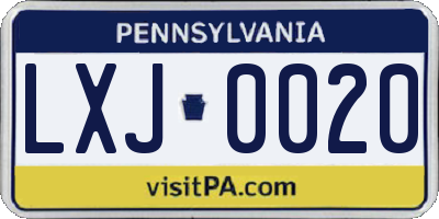 PA license plate LXJ0020