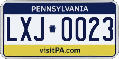 PA license plate LXJ0023