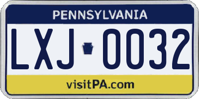 PA license plate LXJ0032