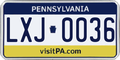 PA license plate LXJ0036