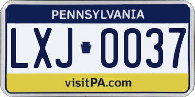 PA license plate LXJ0037