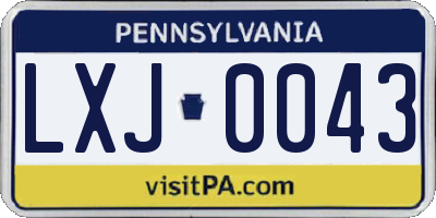 PA license plate LXJ0043