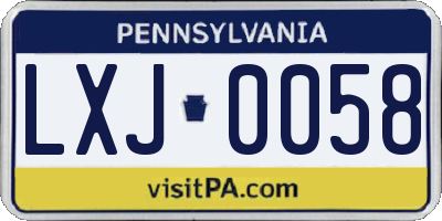 PA license plate LXJ0058