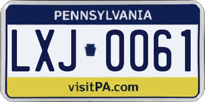 PA license plate LXJ0061