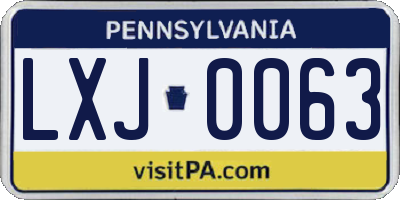 PA license plate LXJ0063