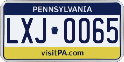 PA license plate LXJ0065