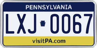 PA license plate LXJ0067