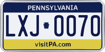 PA license plate LXJ0070
