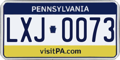 PA license plate LXJ0073