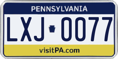 PA license plate LXJ0077