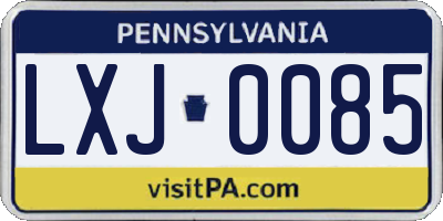 PA license plate LXJ0085