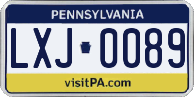 PA license plate LXJ0089