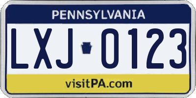 PA license plate LXJ0123