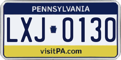 PA license plate LXJ0130