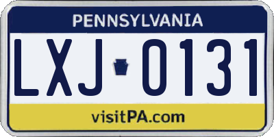 PA license plate LXJ0131