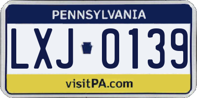 PA license plate LXJ0139