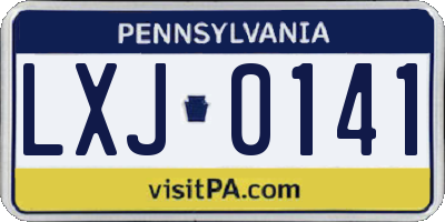 PA license plate LXJ0141