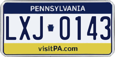 PA license plate LXJ0143