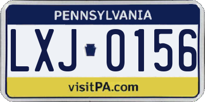 PA license plate LXJ0156
