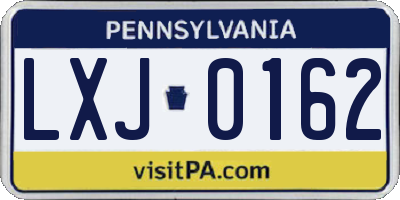 PA license plate LXJ0162