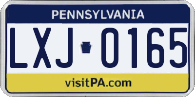 PA license plate LXJ0165