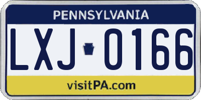 PA license plate LXJ0166