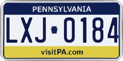 PA license plate LXJ0184