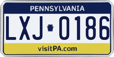 PA license plate LXJ0186