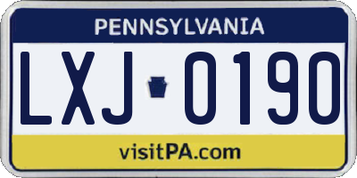 PA license plate LXJ0190