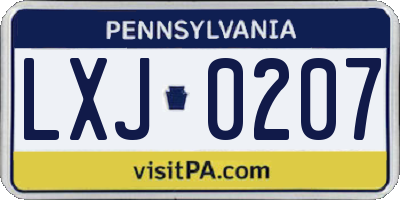 PA license plate LXJ0207
