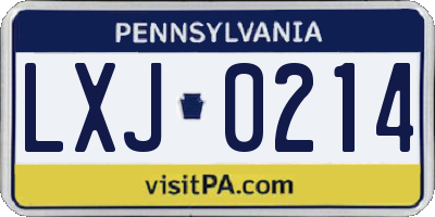 PA license plate LXJ0214