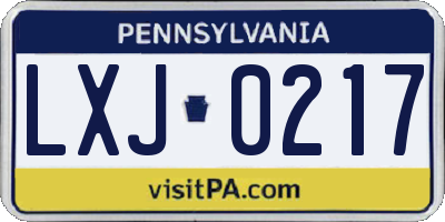 PA license plate LXJ0217