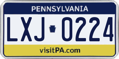 PA license plate LXJ0224