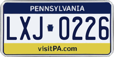 PA license plate LXJ0226