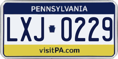 PA license plate LXJ0229