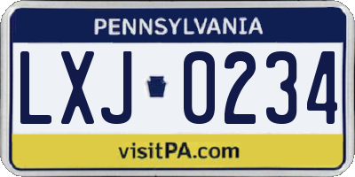 PA license plate LXJ0234