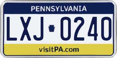PA license plate LXJ0240