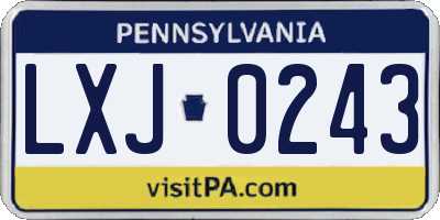 PA license plate LXJ0243