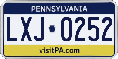 PA license plate LXJ0252