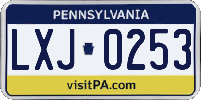 PA license plate LXJ0253