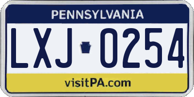 PA license plate LXJ0254